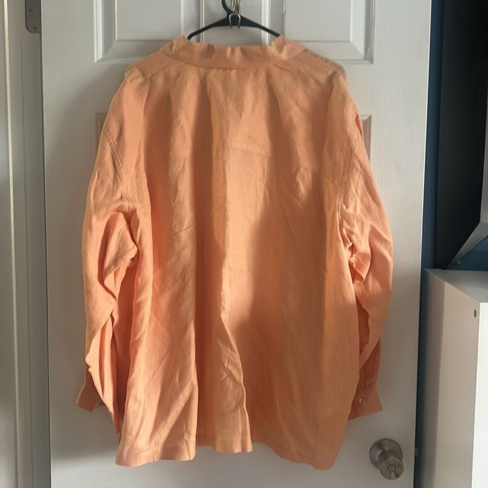 Sigrid Olsen 100% Linen Button Up Blouse Orange Size 3X - Picture 6 of 6